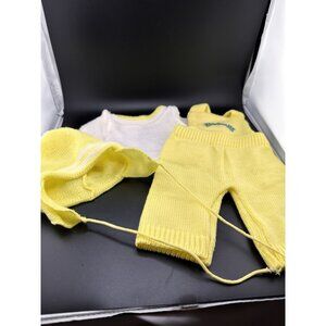 Vtg 1983 Cabbage Patch Kids Twins Yellow White Knit Romper Coleco With Hat 3pc